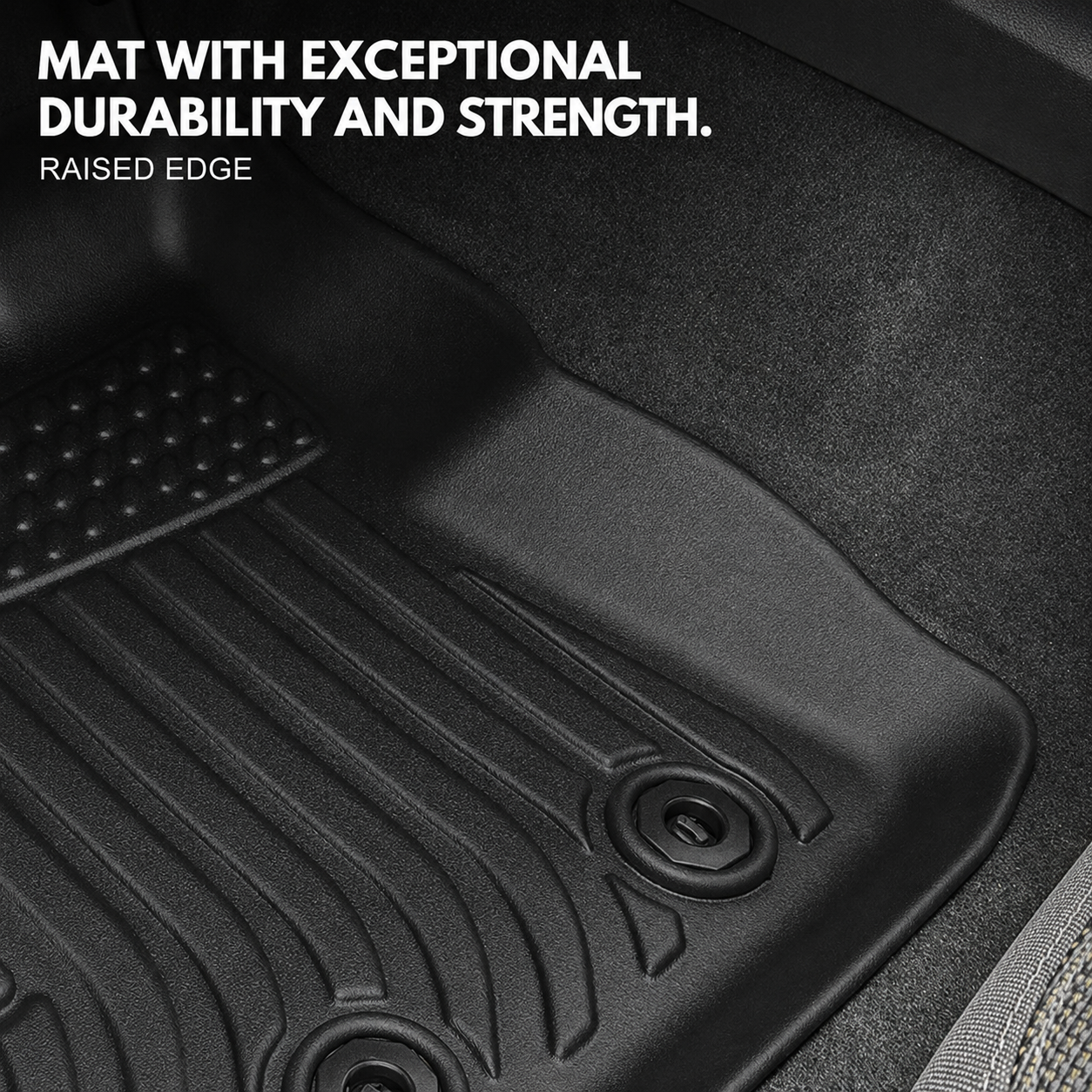 Raised edge detail on a 3D car mat